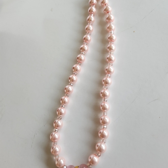 Hand Crafted Necklace & Bracelet Pink Pearl Crystals Cats Eye with Pendant - Picture 6 of 9